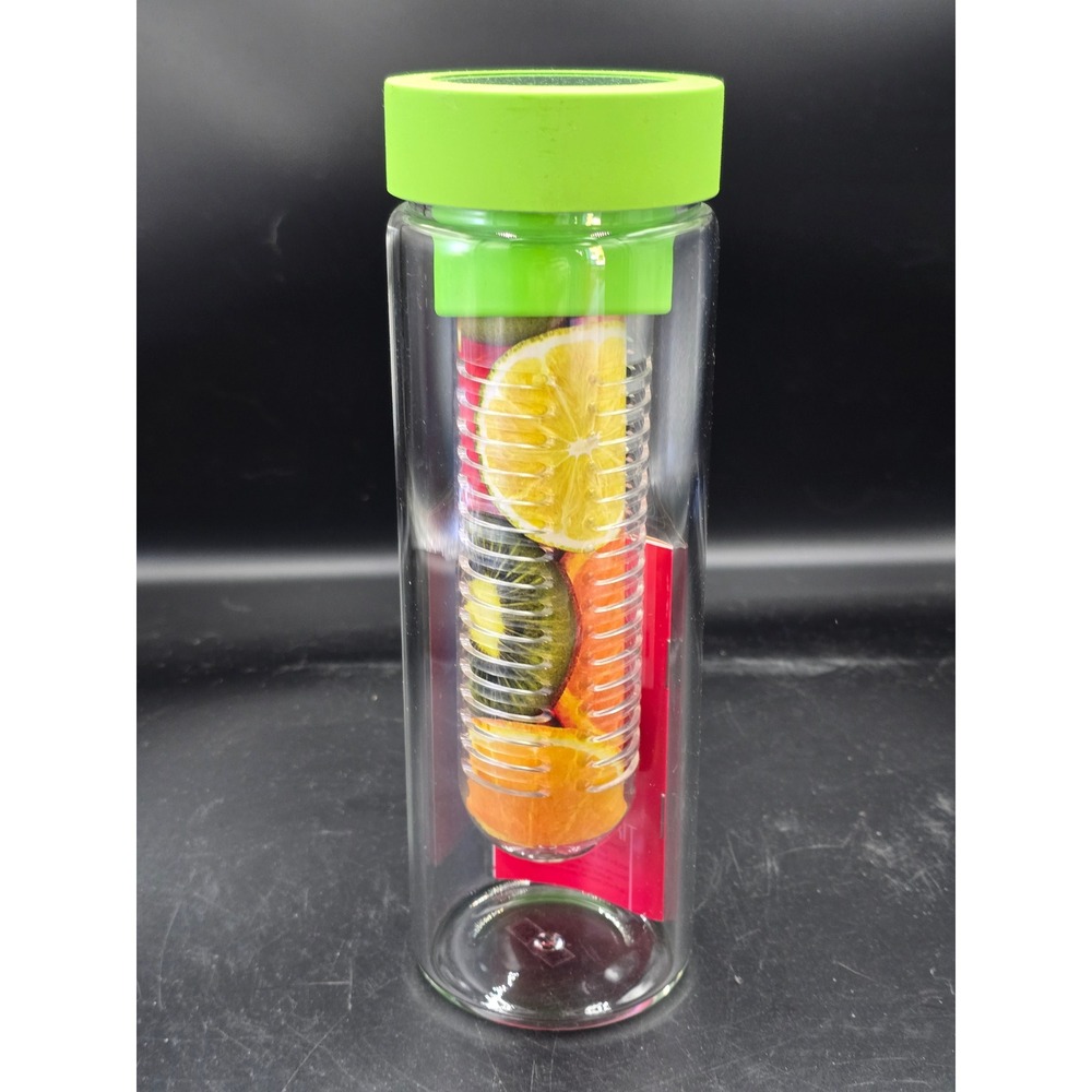 Fruit Infuser Glass Water Bottle Green Lid FLAVOUR IT 20 oz. NEW‎
